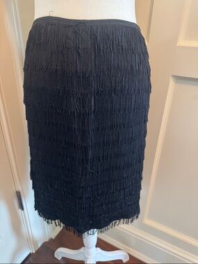 Trina Turk Black Fringe Midi Skirt